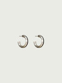 prestashop:1:4457:21771 | Silver Dark Brown Leather Line Inlaid Earrings
