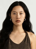 prestashop:1:4457:21772 | Silver Dark Brown Leather Line Inlaid Earrings