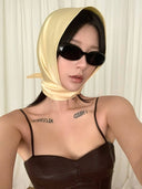 prestashop:1:4500:22336 | Light Yellow Satin Triangle Hair Scarf