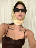 prestashop:1:4500:22338 | Light Yellow Satin Triangle Hair Scarf