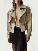 prestashop:1:4510:22291 | Khaki Short Oversized Cinched Trench Coat