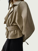 prestashop:1:4510:22292 | Khaki Short Oversized Cinched Trench Coat