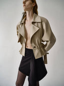 prestashop:1:4510:22293 | Khaki Short Oversized Cinched Trench Coat