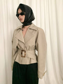 prestashop:1:4510:22295 | Khaki Short Oversized Cinched Trench Coat
