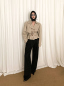 prestashop:1:4510:22296 | Khaki Short Oversized Cinched Trench Coat