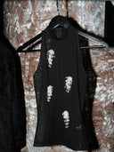 prestashop:1:4513:22278 | Black Beaded Fringe Fitted Sleeveless Top-Sheer