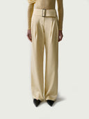 prestashop:1:4517:22264 | Light Yellow Low-Rise Wide-Leg Tailored Satin Pants