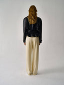 prestashop:1:4517:22266 | Light Yellow Low-Rise Wide-Leg Tailored Satin Pants