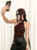 prestashop:1:4612:22353 | Black Lace Print Triangle Hair Scarf