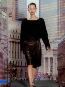 prestashop:1:4619:22406 | Asymmetrical Pleated Leather Midi Pants