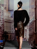 prestashop:1:4619:22408 | Asymmetrical Pleated Leather Midi Pants