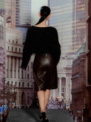 prestashop:1:4619:22413 | Asymmetrical Pleated Leather Midi Pants