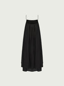 prestashop:1:4626:22364 | Black Tencel Tulle Double Layered Strap Long Dress
