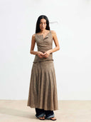 prestashop:1:4674:22766 | Brown Wool Jacquard Sleeveless A-line Dress