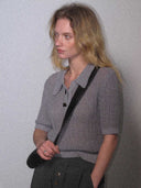 prestashop:1:4686:22692 | Grey Knit Short-Sleeve Textured Polo Top