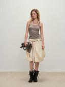 prestashop:1:4689:22671 | Beige Twisted Draped Skirt