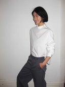 prestashop:1:4704:22803 | White Asymmetric-Neck Drop Shoulder Shirt