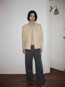 prestashop:1:4705:22791 | Beige H-Line Collarless Suede Jacket