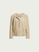 prestashop:1:4705:22792 | Beige H-Line Collarless Suede Jacket