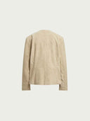 prestashop:1:4705:22793 | Beige H-Line Collarless Suede Jacket