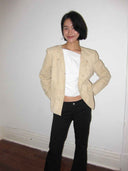 prestashop:1:4705:22794 | Beige H-Line Collarless Suede Jacket