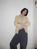 prestashop:1:4705:22795 | Beige H-Line Collarless Suede Jacket