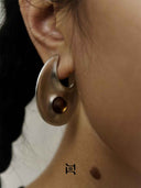 prestashop:1:4739:22946 | Silver Crescent Flow Earrings With Gem-Large
