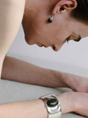 prestashop:1:4748:23120 | Silver Drip Hoops with Moss Agate