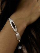 prestashop:1:4786:23154 | Silver Oval Calf Leather Inlaid Bracelet