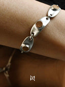 prestashop:1:4787:23157 | Silver Oval Camel Leather Inlaid Bracelet