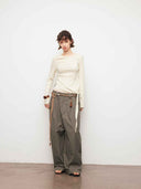 prestashop:1:4789:23272 | Grey Relaxed Tapered Wide-Leg Pants