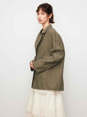 prestashop:1:4790:23267 | Green Linen Wide-Shoulder Horn-Button Blazer
