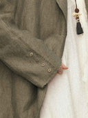 prestashop:1:4790:23269 | Green Linen Wide-Shoulder Horn-Button Blazer