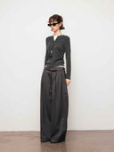 prestashop:1:4792:23263 | Grey Contrast V-Neck Layered Knit Top