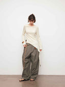 prestashop:1:4796:23239 | White Asymmetric Tie Beaded Long Sleeve Top