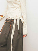 prestashop:1:4796:23241 | White Asymmetric Tie Beaded Long Sleeve Top