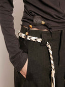prestashop:1:4797:23237 | Brown Asymmetric Tie Beaded Long Sleeve Top