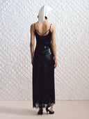 prestashop:1:4804:23728 | Black Satin Paneled Lace Decorative Dress