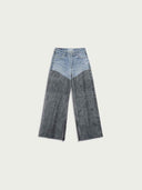 prestashop:1:4806:23330 | Denim Pattern Paneled Coating Loose Jeans