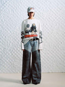 prestashop:1:4806:23331 | Denim Pattern Paneled Coating Loose Jeans