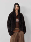 prestashop:1:4876:23601 | Brown Toscana Shearling Stand-Collar Short Jacket