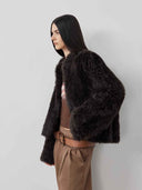 prestashop:1:4876:23602 | Brown Toscana Shearling Stand-Collar Short Jacket
