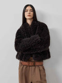 prestashop:1:4876:23603 | Brown Toscana Shearling Stand-Collar Short Jacket