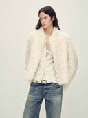 prestashop:1:4878:23613 | White Toscana Shearling Stand-Collar Short Jacket