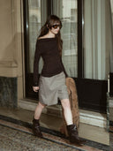 prestashop:1:4913:24092 | Khaki Wool-Linen Tailored Culottes
