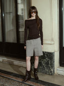 prestashop:1:4913:24093 | Khaki Wool-Linen Tailored Culottes