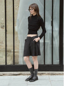 prestashop:1:4914:24089 | Dark Grey Wool-Linen Tailored Culottes