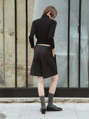 prestashop:1:4914:24090 | Dark Grey Wool-Linen Tailored Culottes