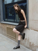 prestashop:1:4914:24091 | Dark Grey Wool-Linen Tailored Culottes