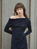 prestashop:1:4918:24066 | Navy One Shoulder Off Top
